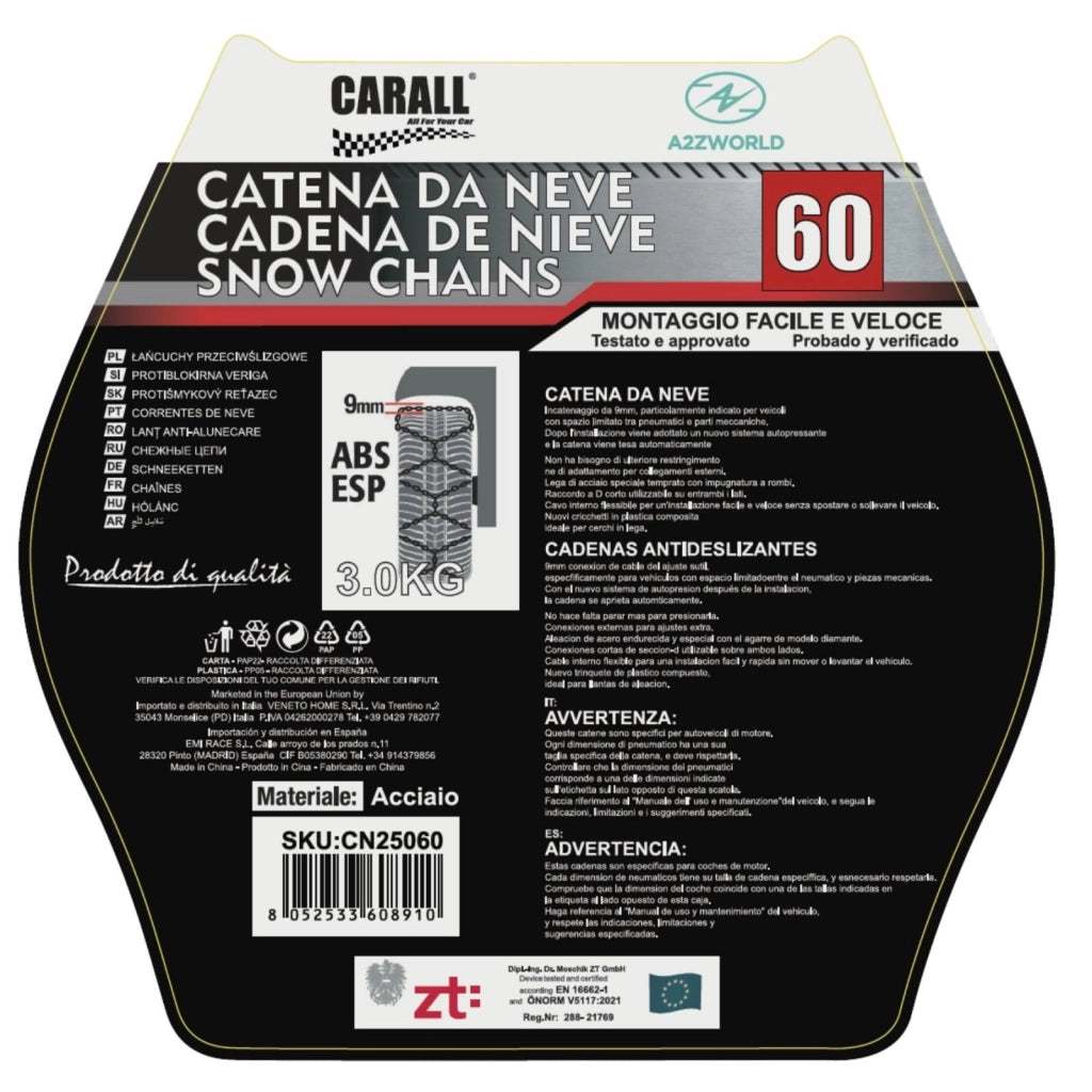 Catena Da Neve 9mm KNS60 Gruppo 60 Omologato ONORM V5117