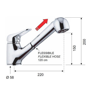 Rubinetto per lavello con doccia estraibile a getto variabile - serie kiss