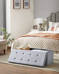 Valora POUF Pouf contenitore grigio chiaro in MDF per camera da letto