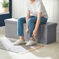 Valora POUF Pouf contenitore grigio chiaro in MDF per camera da letto