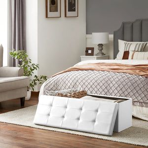 Valora PUFA Pouf Organizer Bianco MDF Seduta Contenitore