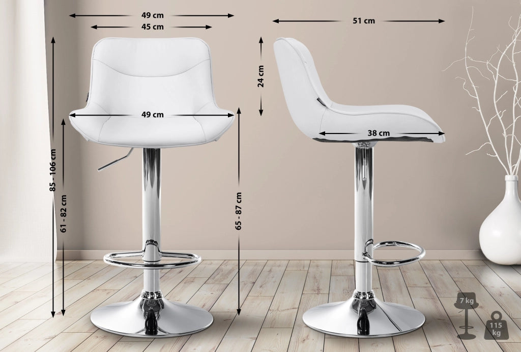 2er Set Barhocker Vonore Kunstleder chrom