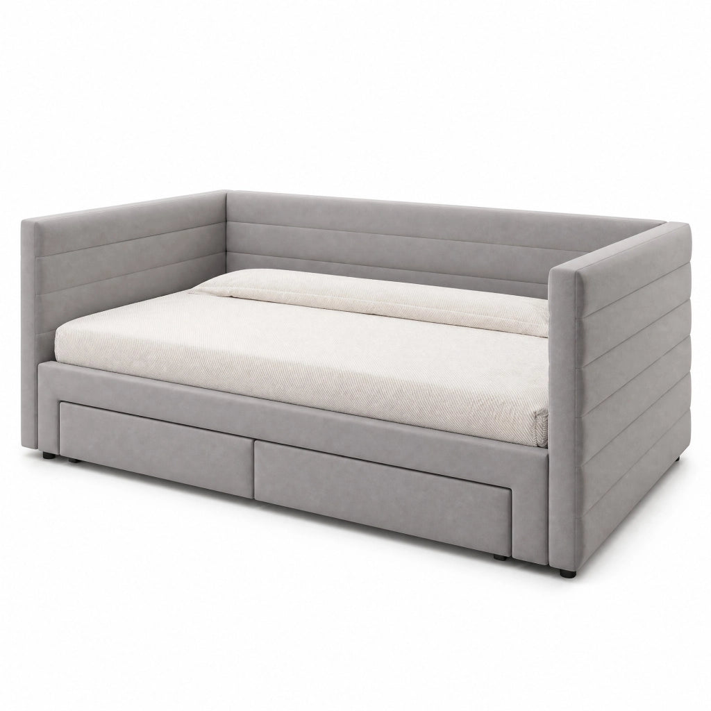 Divano letto imbottito 3 in 1 90 x 190 cm con cassetti