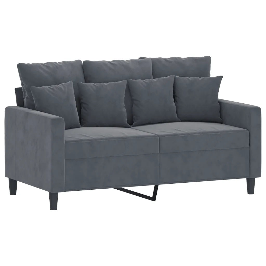 Set di Divani 4 pz con Cuscini Grigio Scuro in Velluto