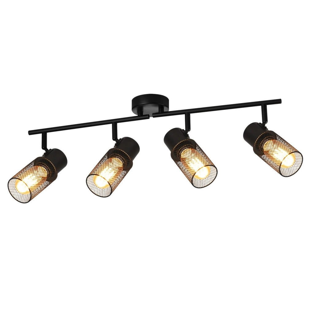 ZMH Faretto da soffitto neri 4 luci E27 pivotanti 330° stile industriale moderno per salotto camera senza lampadina