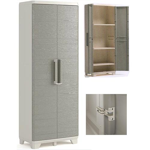 ARMADIO RESINA """"""KETER WOOD"""""" RIPIANI L68 P39 H173 BEIGE/EFFETTO LEGNO