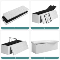 Valora PUFA Pouf Organizer Bianco MDF Seduta Contenitore