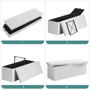 Valora PUFA Pouf Organizer Bianco MDF Seduta Contenitore