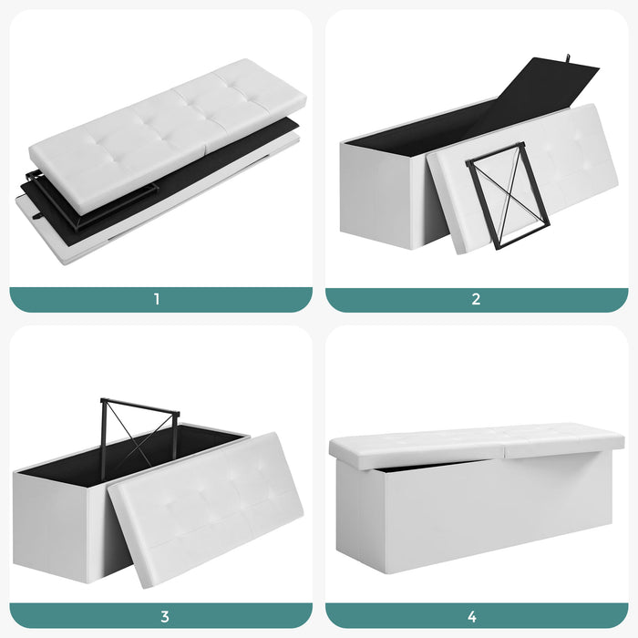 Valora PUFA Pouf Organizer Bianco MDF Seduta Contenitore