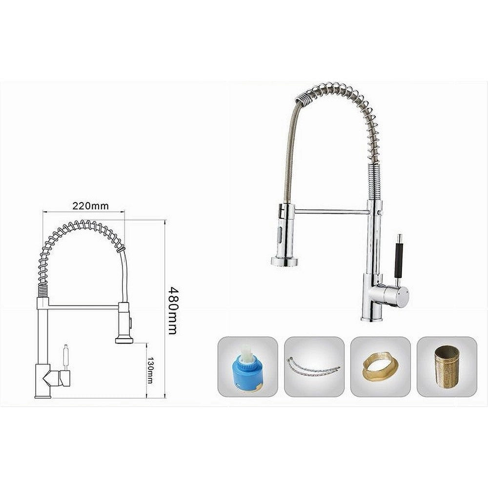 Trade Shop - Rubinetto Miscelatore Con Doccetta Lavello Isola Per Cucina Canna Alta 87466 -
