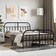 Giroletto con Testiera e Pediera-Struttura Letto Metallo Nero 140x190 cm 166090