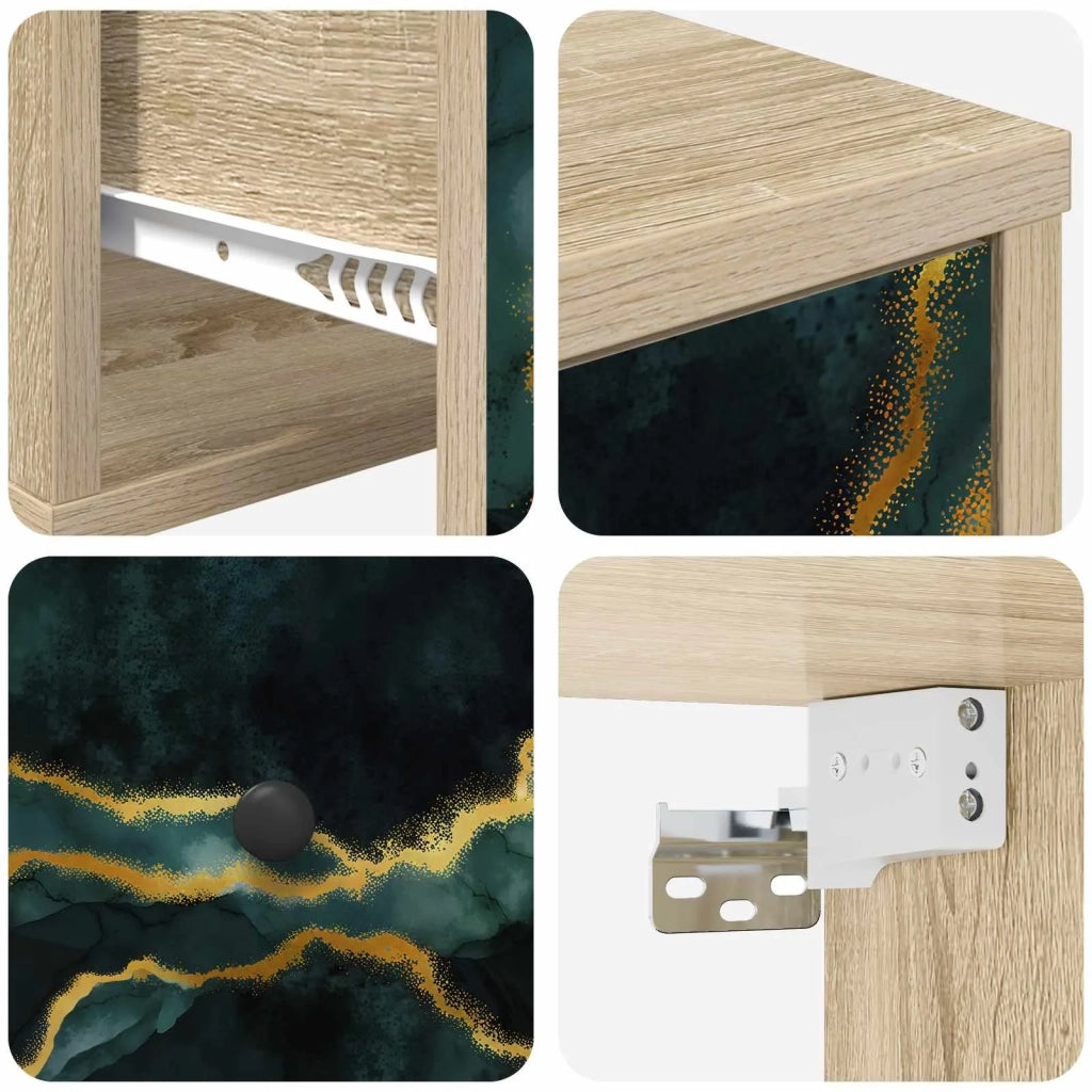 Mobiletto da comodino a parete WIJHE 2 pz Rovere Sonoma 8007450