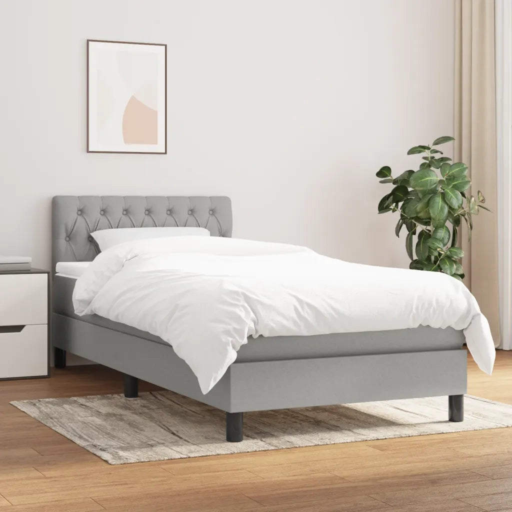 Letto singolo | Letto per adulti | Giroletto a Molle con Materasso Grigio Chiaro100x200 cm Tessuto
