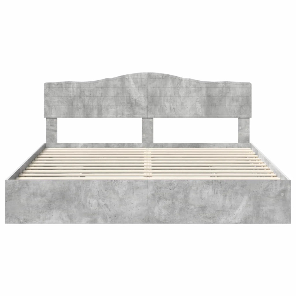 Letto con Contenitore con testiera Grigio cemento 200 x 200 cm