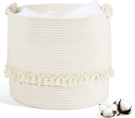 Asseccoletto a mano con maniglia - 38 litri - bianco - cotone - 35 x 40 cm