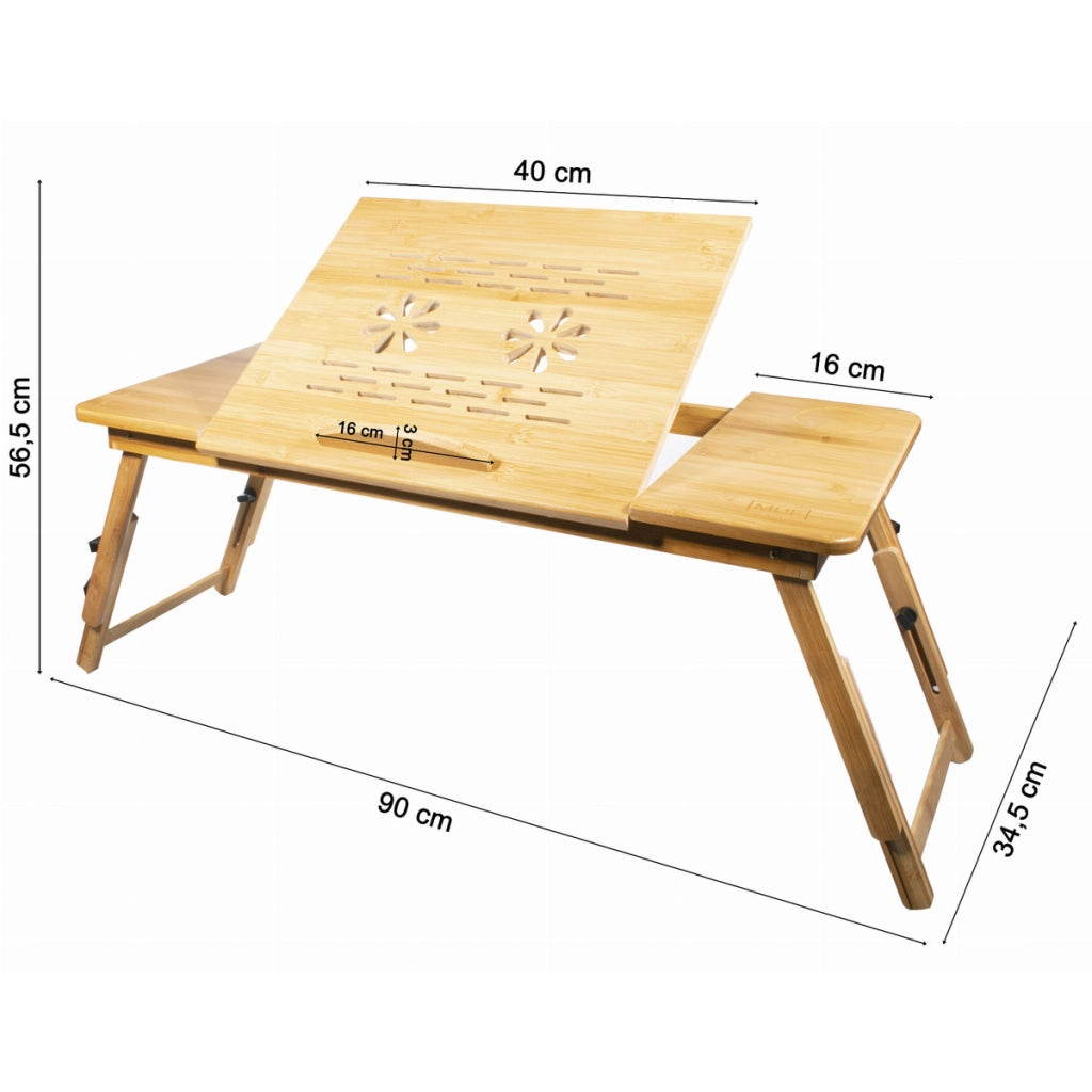 Tavolino da letto XL in bambù per laptop e colazione