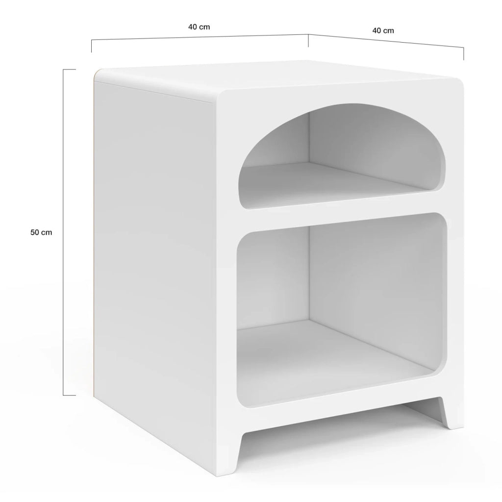 IDMarket - Set di 2 comodini organici ALESIA, legno bianco, 2 nicchie