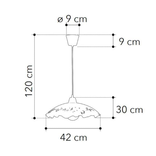 LAMPADARIO SOSPENSIONE IN VETRO DIAMETRO 42 CM 1XE27 RIBES FAN EUROPE