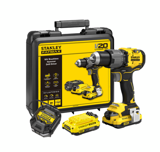 Stanley SFMC726D2K-QW – Trapano Avvitatore a Percussione 18V Brushless