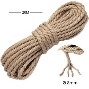 Corda di juta 8 mm x 20 m fune, spago di canapa naturale fai da te, giardino