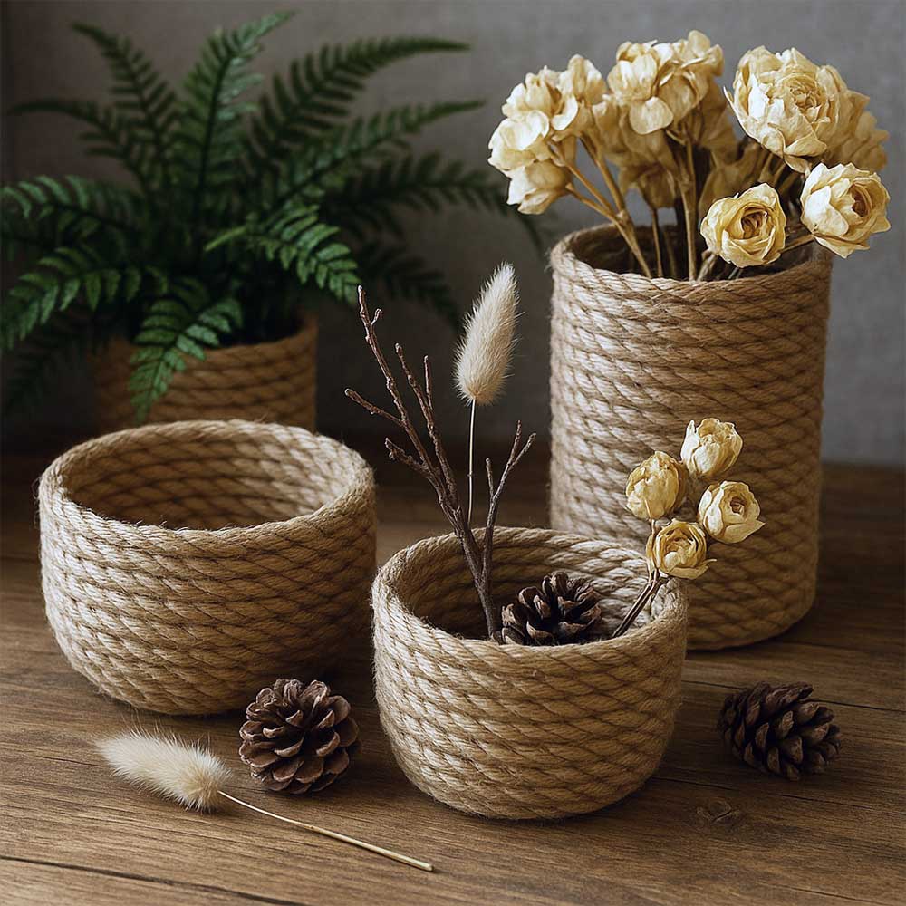 Corda di juta 8 mm x 20 m fune, spago di canapa naturale fai da te, giardino