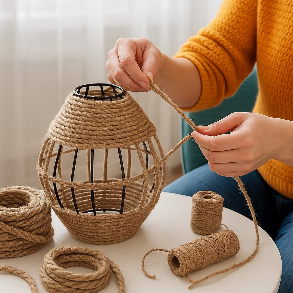 Corda di juta 8 mm x 20 m fune, spago di canapa naturale fai da te, giardino