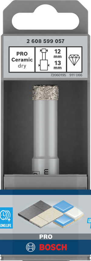 Corona diamantata Bosch Ø 12 mm per trapano – cod. 2608599057