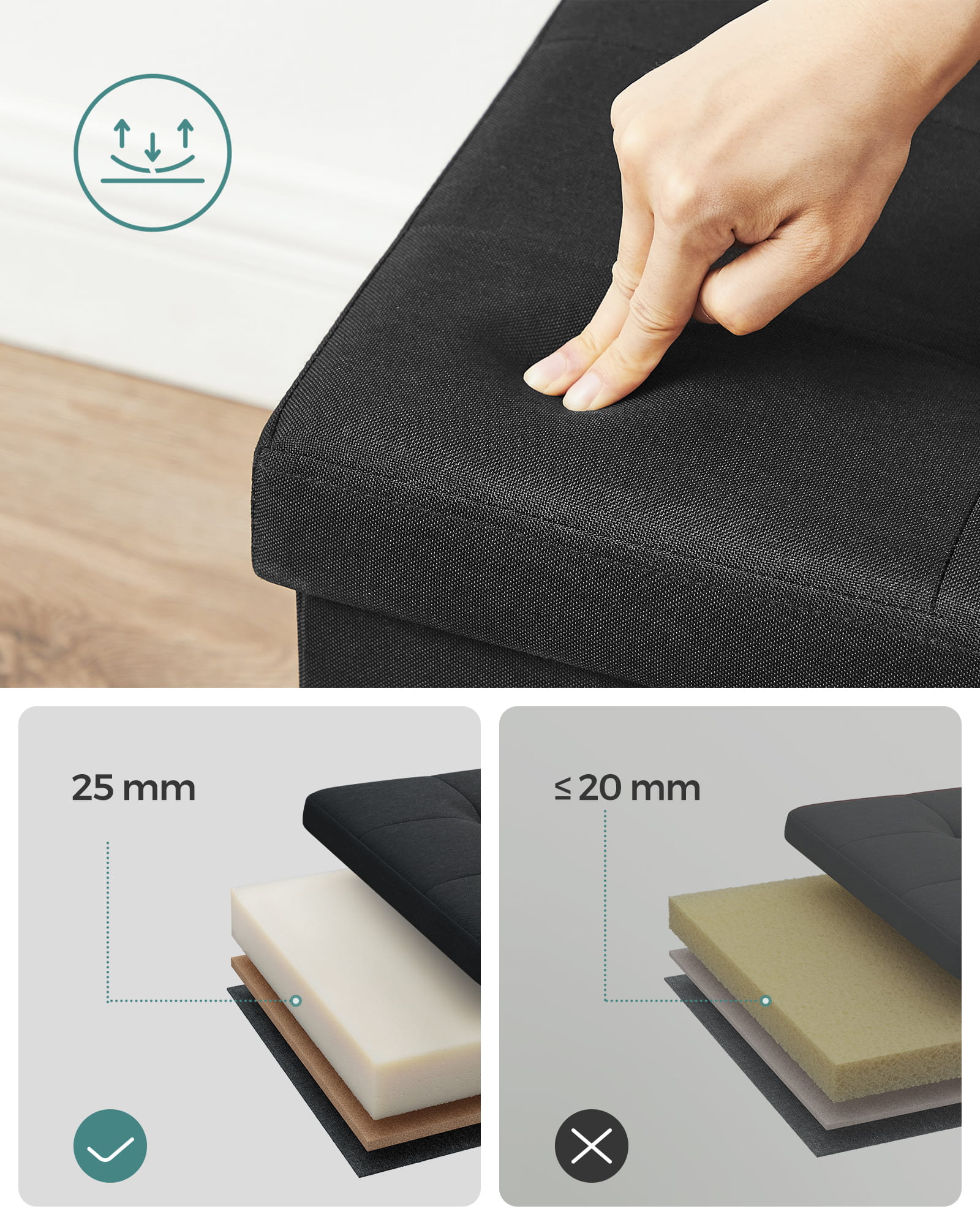 VALORA Pouf portaoggetti nero inchiostro LSF077B01V1