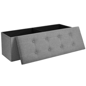 Pouf contenitore Valora PUFA in MDF grigio chiaro, tessuto effetto lino LSF077G05V1