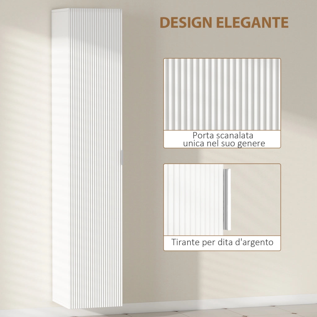 Mobile Bagno Sospeso Colonna con Ripiani Regolabili ¨C zephmum ¨C Bianco 30x31.5x160 cm