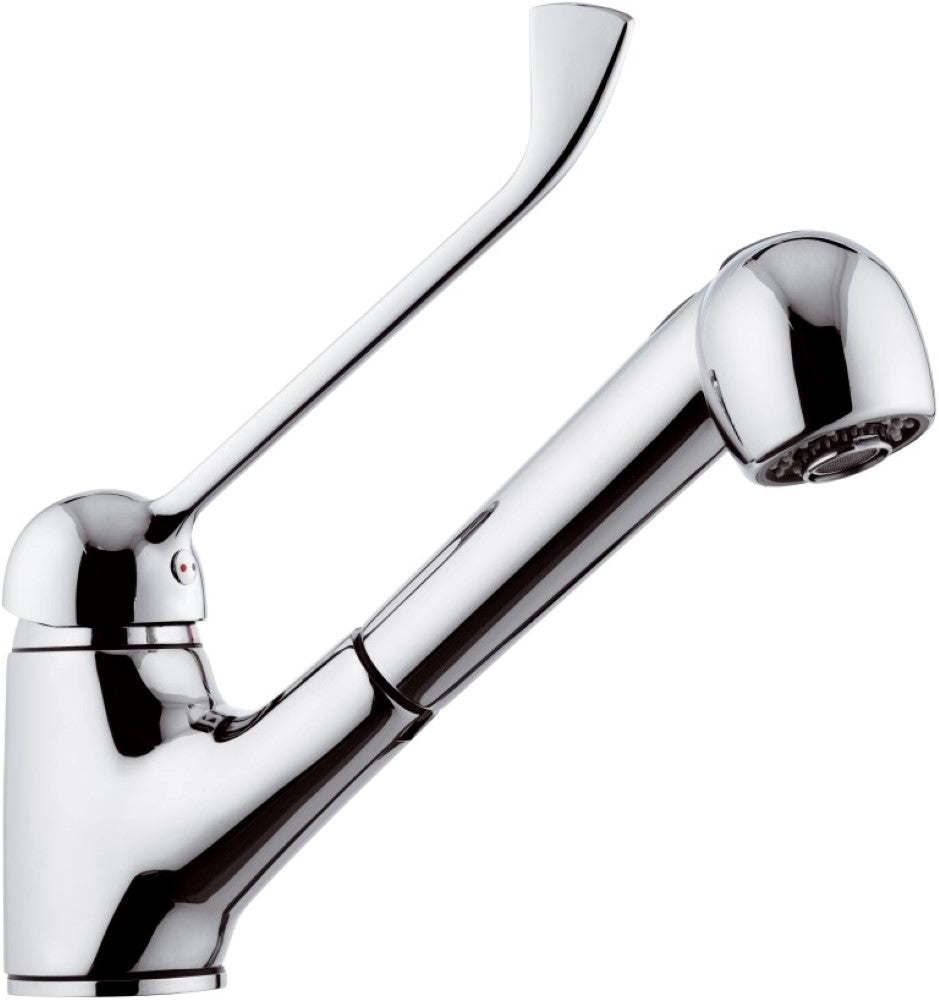 Rubinetto per lavello con leva lunga e doccia estraibile a getto variabile - serie kiss