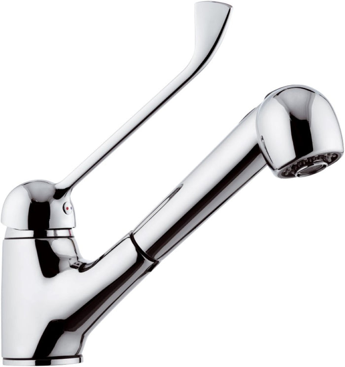 Rubinetto per lavello con leva lunga e doccia estraibile a getto variabile - serie kiss