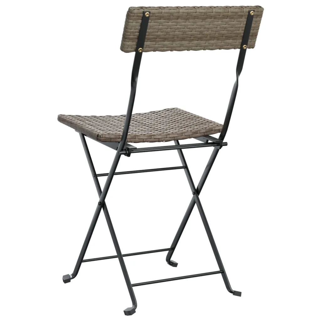 Sedie Pieghevoli da BistrÃ² 2 pz Grigie Polyrattan e Acciaio