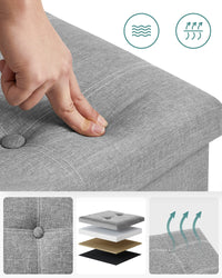 Pouf contenitore Valora PUFA in MDF grigio chiaro, tessuto effetto lino LSF077G05V1