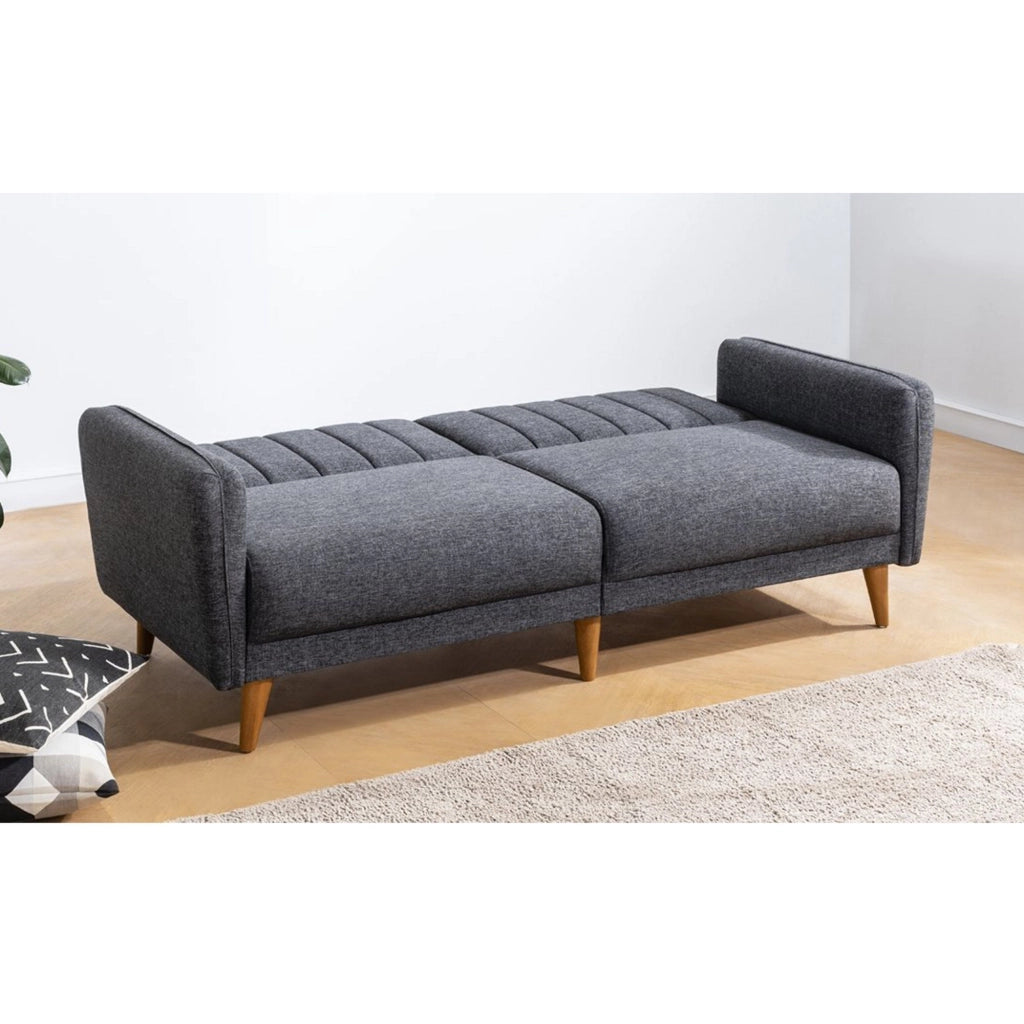 Divano letto a 3 posti in tessuto "Aqua" 205 x 85 x 85 cm - Grigio scuro