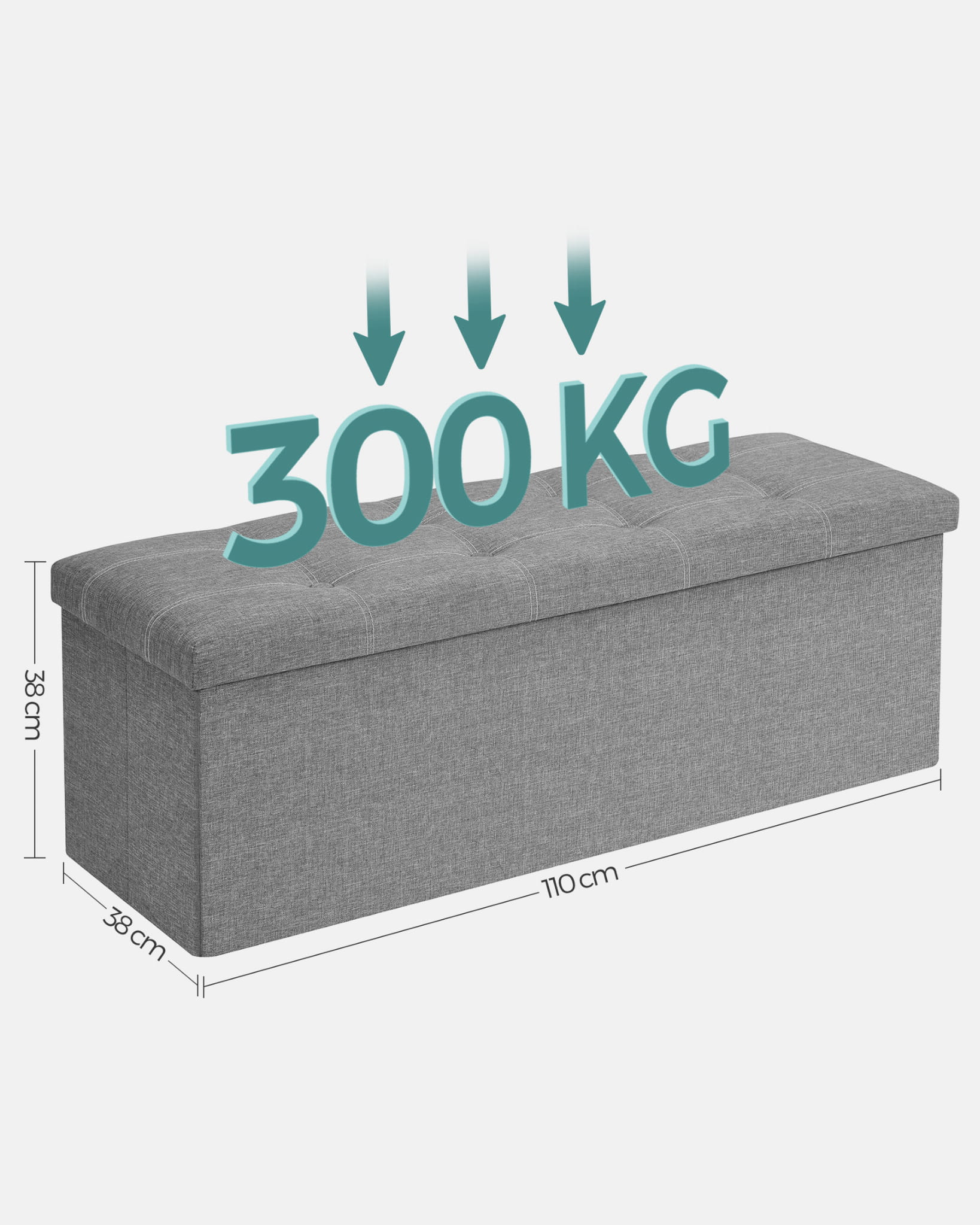 Pouf contenitore Valora PUFA in MDF grigio chiaro, tessuto effetto lino LSF077G05V1
