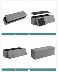 Pouf contenitore Valora PUFA in MDF grigio chiaro, tessuto effetto lino LSF077G05V1