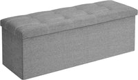 Pouf contenitore Valora PUFA in MDF grigio chiaro, tessuto effetto lino LSF077G05V1