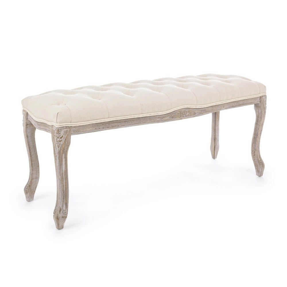 Panca imbottita in tessuto con gambe in legno stile classico - ARIANNA