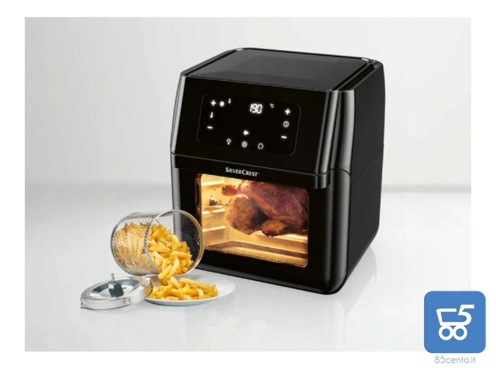 Friggitrice ad Aria 9 in 1 Grande 10 Litri con Vetro anteriore potenza 1800W SILVERCREST Nera Display Touch Temperatura da 40°C/200°C - Demo da Esposizione