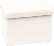 Cuscino di stoccaggio pieghevole - con spazio di stoccaggio - in velluto - bianco - 42 x 32 x 32 cm