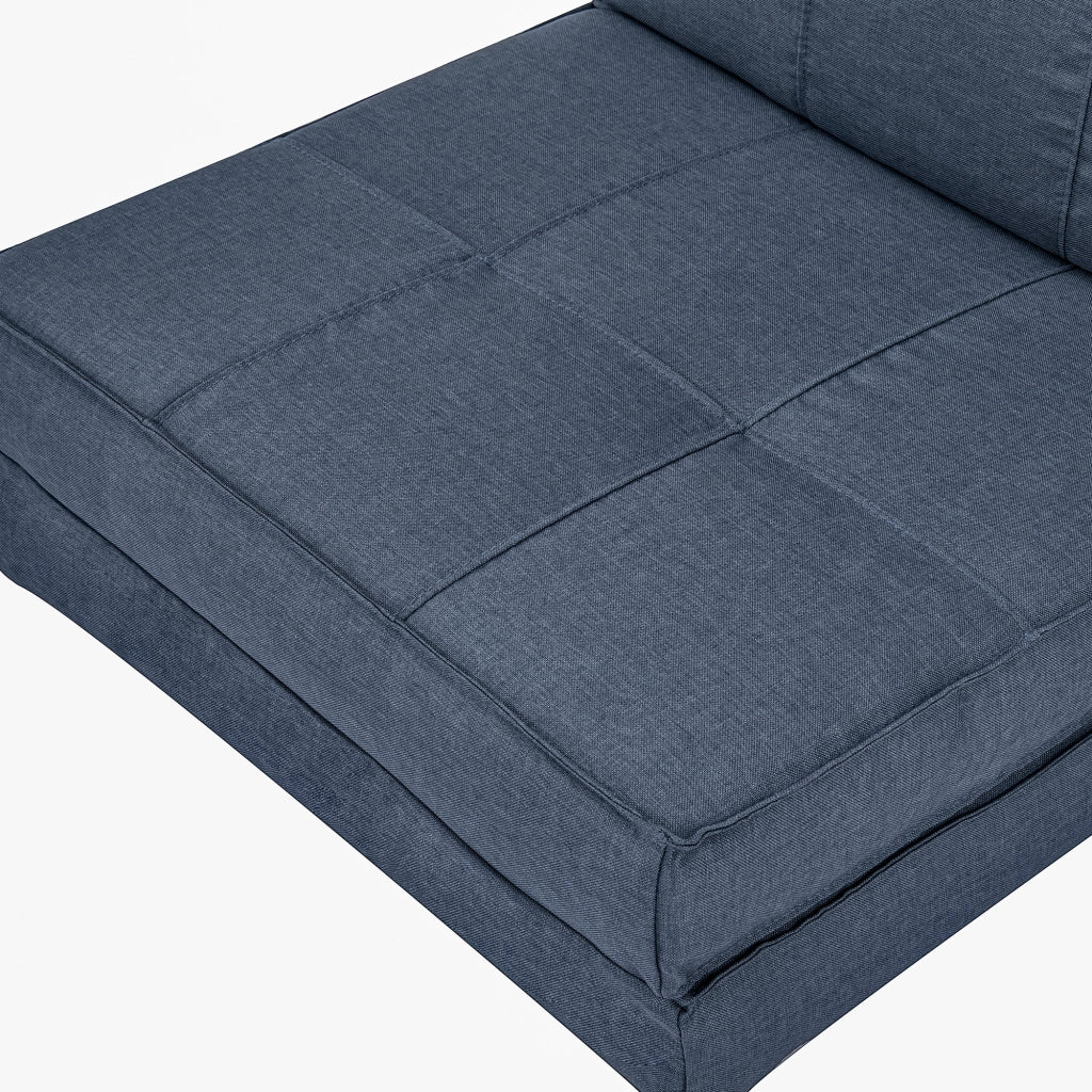 Fauteuil convertible 3 in 1 con schienale reclinabile a 5 posizioni, struttura compatta in poliestere blu