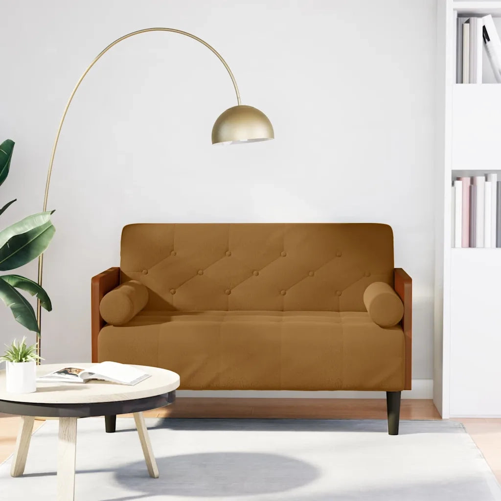 Divano Divanetto con Cuscini Bolster Marrone 110 cm Velluto 4100604