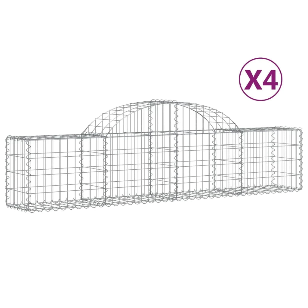 Set di 4 gabbioni ad arco per recinzioni gabbie e muri di contenimento 200 x 30 x 40/60 cm ferro zincato argento 02_0041430
