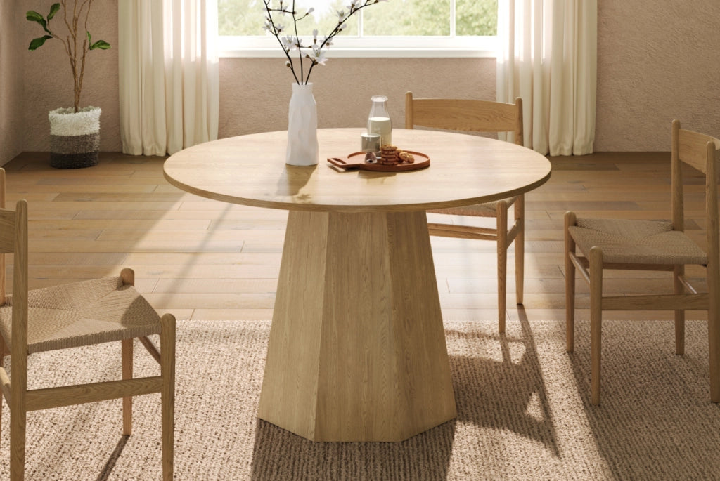 Tavolo da pranzo rotondo Ø120 cm effetto rovere