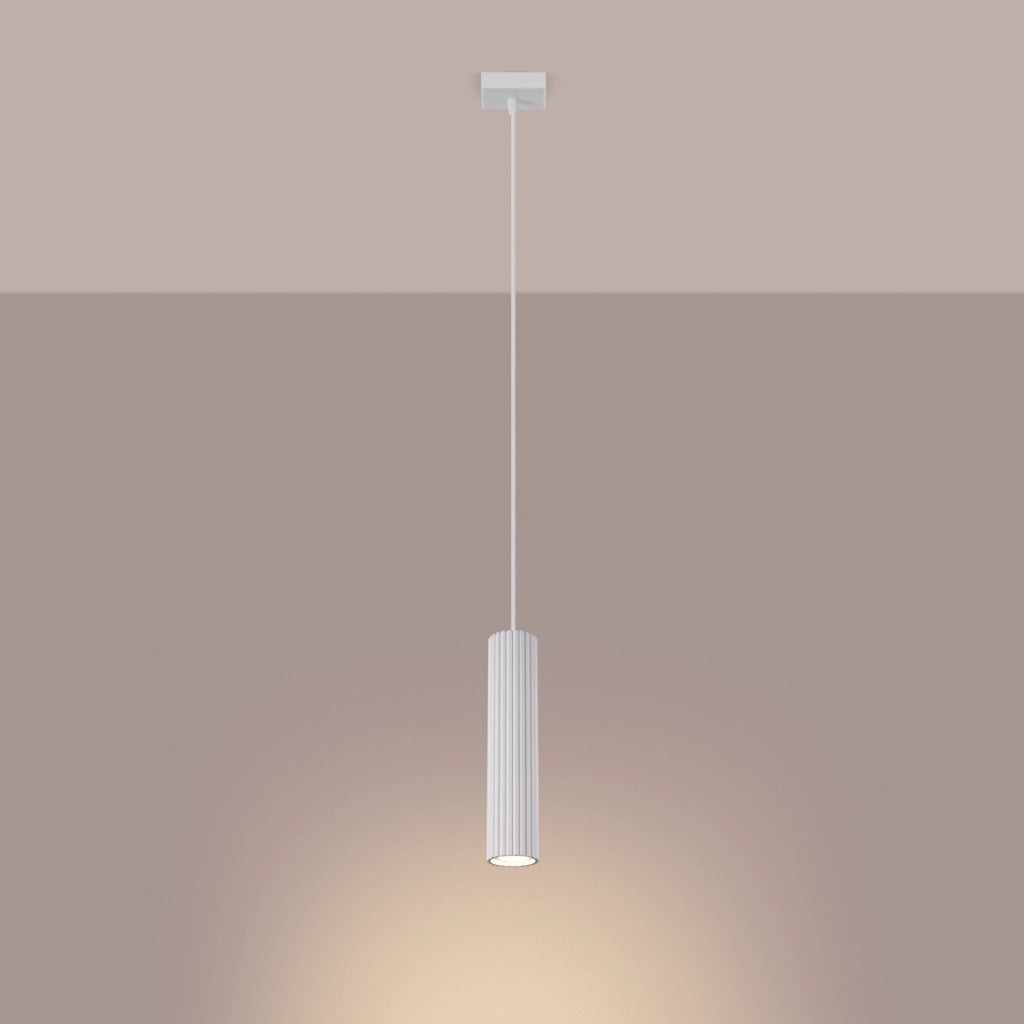 Lampada a sospensione bianca rigata GU10 GRAVIO Pure Lume