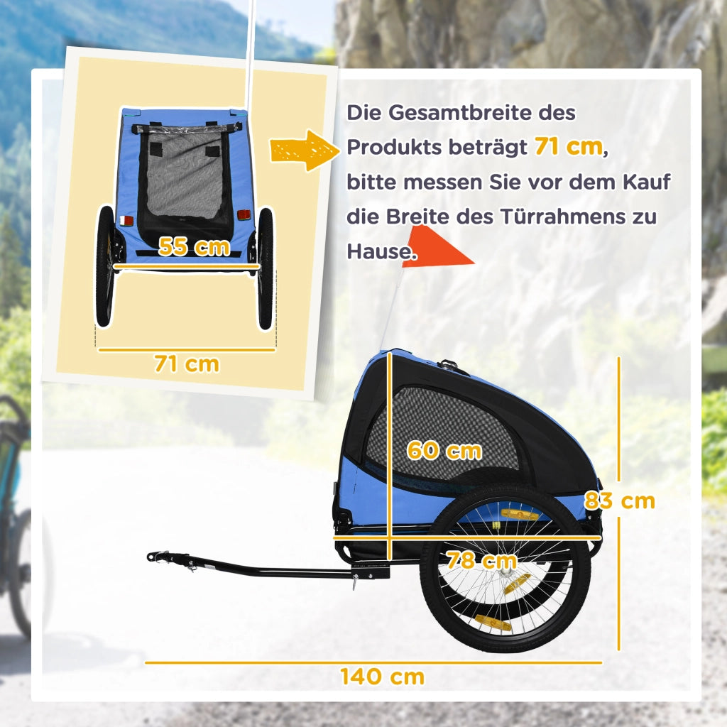 Carrello pieghevole per cani con finestre a rete e guinzaglio interno in tessuto Oxford blu e riflettori