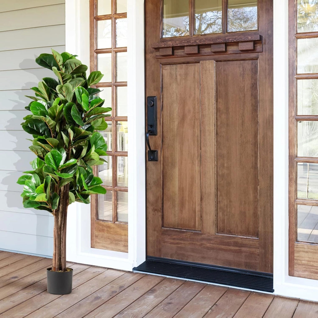 Albero artificiale da 150 cm, pianta finta con 180 foglie realistiche, vaso di cemento e muschio realistico, pianta falsa in vaso per la casa, ufficio, decorazione del giardino