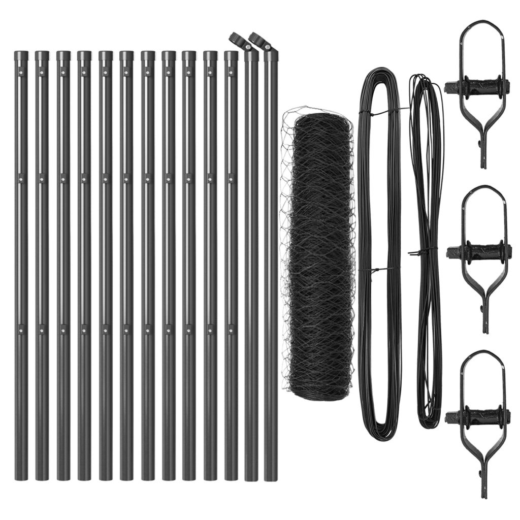Set di Recinzioni Set di 2 Grigio Metallo Grande Robusto