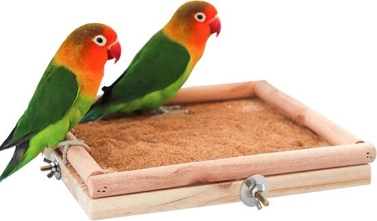 Zitstang in legno naturale per gabbie di uccelli con funzione di cura delle unghie per pappagalli, falchi, piccioni e picchi 20 x 20 cm.